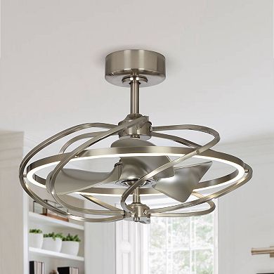 27-inch Satin Nickel 3-Blade Chandelier LED Ceiling Fan with Remote