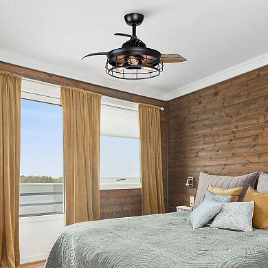 Industrial 36-inch Black 3-blade Ceiling Fan with Remote