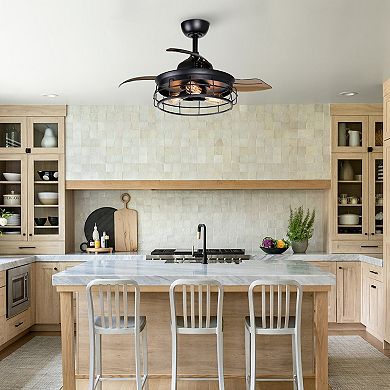 Industrial 36-inch Black 3-blade Ceiling Fan with Remote