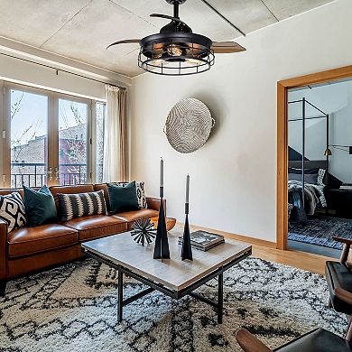 Industrial 36-inch Black 3-blade Ceiling Fan with Remote