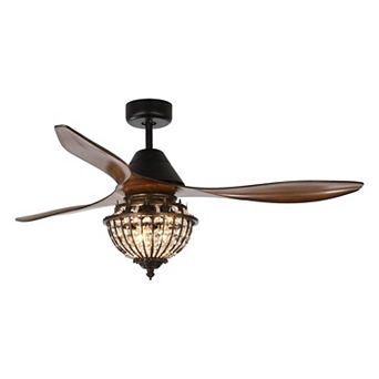 52-inch Traditional 3-Blade Reversible Crystal Ceiling Fan with Remote