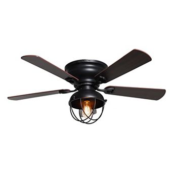 42-inch Wood 5-Blade Matte Black Flush Mount Ceiling Fan with Remote