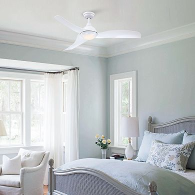 52" Modern ABS 3-Blade Propeller LED Ceiling Fan with Light and Remote