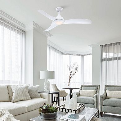52" Modern ABS 3-Blade Propeller LED Ceiling Fan with Light and Remote