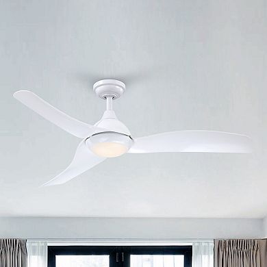 52" Modern ABS 3-Blade Propeller LED Ceiling Fan with Light and Remote