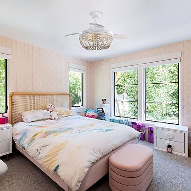 42" Farmhouse Foldable 3-Blade Wood Beaded Fandelier Ceiling Fan with Remote