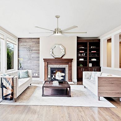 65-inch Nickel Aluminum 6-blade LED Ceiling Fan with Remote