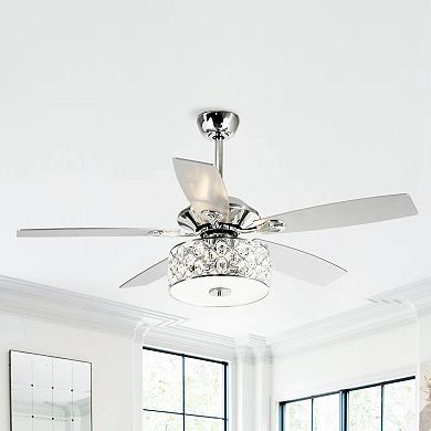 52" Modern 4-Light Chandelier Crystal Ceiling Fan with Remote