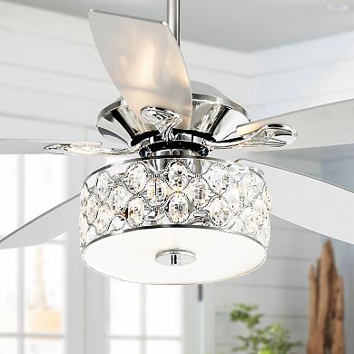 52" Modern 4-Light Chandelier Crystal Ceiling Fan with Remote