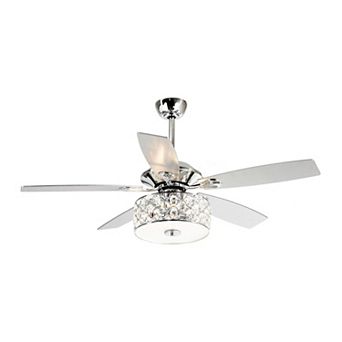 52" Modern 4-Light Chandelier Crystal Ceiling Fan with Remote
