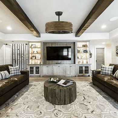 24.4" Farmhouse/ Retro Metal Bladeless Caged Ceiling Fan with Remote