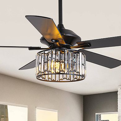 52" Modern Crystal Fandelier Ceiling Fan with Remote and Light Kit