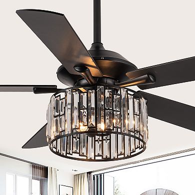 52" Modern Crystal Fandelier Ceiling Fan with Remote and Light Kit