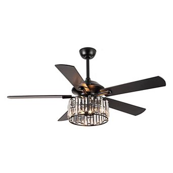 52" Modern Crystal Fandelier Ceiling Fan with Remote and Light Kit