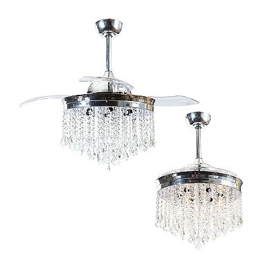 Silver Orchid Shearer 3-blade 42-inch Chrome/Crystal Ceiling Fan Chandelier