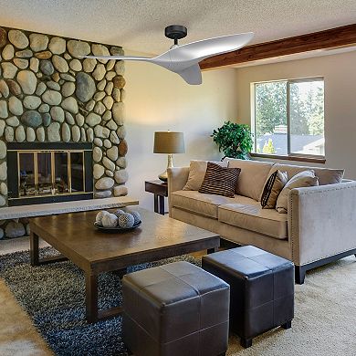 52" Modern Silver ABS 3-Blade Outdoor Ceiling Fan without Light