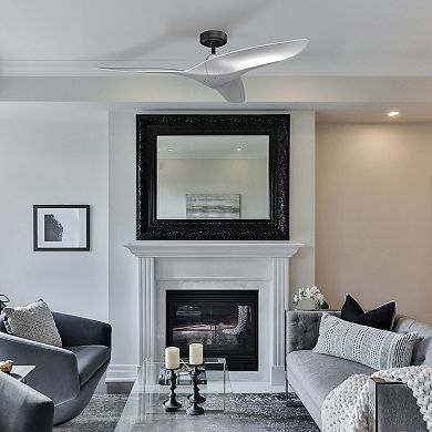 52" Modern Silver ABS 3-Blade Outdoor Ceiling Fan without Light