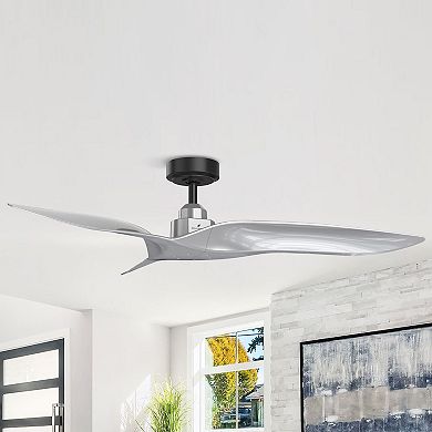 52" Modern Silver ABS 3-Blade Outdoor Ceiling Fan without Light