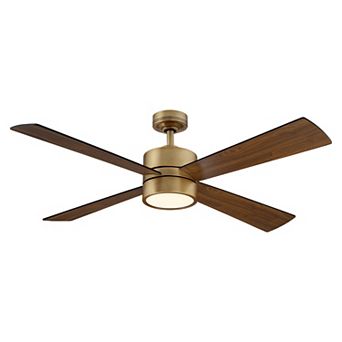 Parrot Uncle 52" Antique Brass Wood 4-Blade Indoor Ceiling Fan with Light and Remote