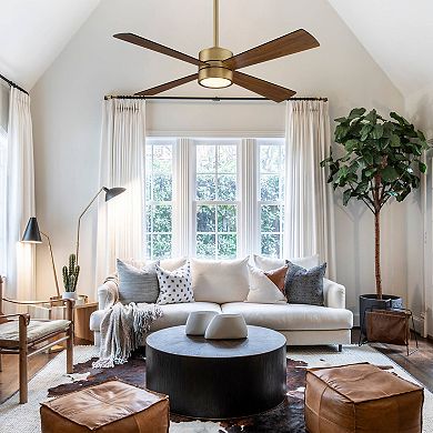 Parrot Uncle 52" Antique Brass Wood 4-Blade Indoor Ceiling Fan with Light and Remote