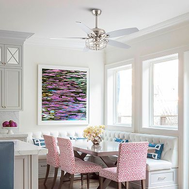 52" Polished Nickel Wood 5-Blade Modern Ceiling Fan with Remote