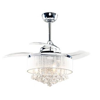 36" Modern Crystal Chandelier 3-Blade Ceiling Fan with Remote