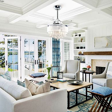 36" Modern Crystal Chandelier 3-Blade Ceiling Fan with Remote