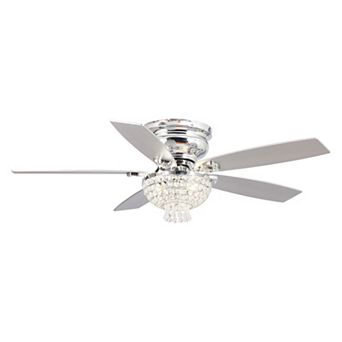 52" Modern 2-Light Low Profile Crystal Ceiling Fan with Remote