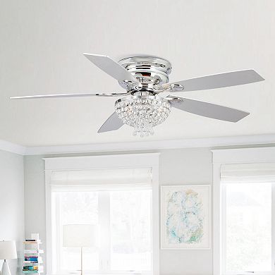 52" Modern 2-Light Low Profile Crystal Ceiling Fan with Remote