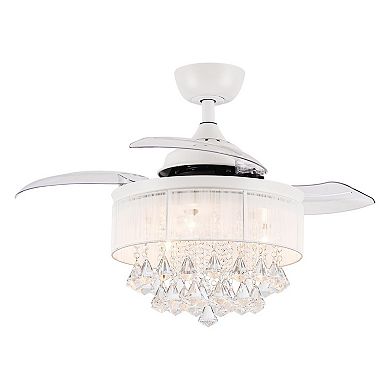 36" Modern Crystal Chandelier 3-Blade Ceiling Fan with Remote