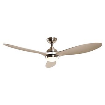 56" Nickel Modern ABS 3-Blade LED Ceiling Fan with Light and Remote