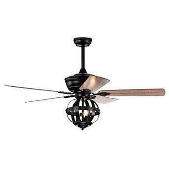 50" Industrial Wooden 5-Blade Ceiling Fan with Light Kit and Remote