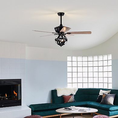 50" Industrial Wooden 5-Blade Ceiling Fan with Light Kit and Remote