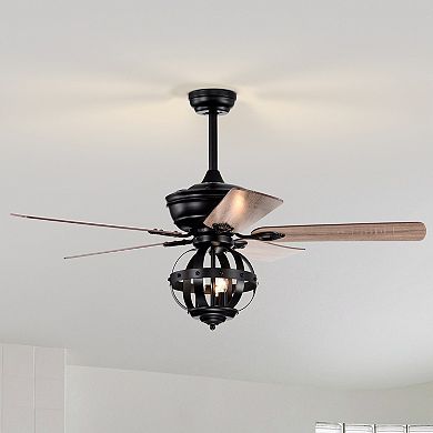 50" Industrial Wooden 5-Blade Ceiling Fan with Light Kit and Remote