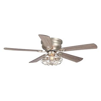 48" Industrial Wood 5-Blade Low Profile Ceiling Fan with Light Kit and Remote