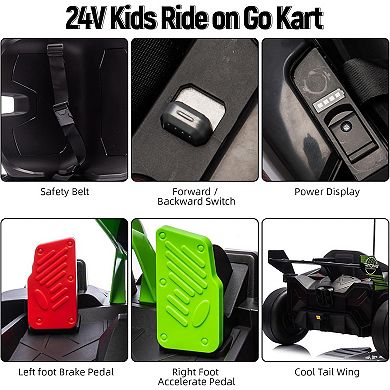 Ride On Go Kart for Kids, 24V 7Ah Battery Two 200W Motors, 8MPH Fast Drifting Circling Car