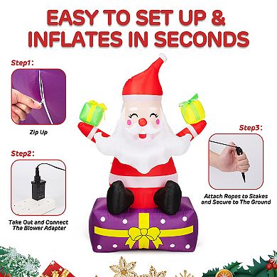 6 Ft Inflatable Santa Claus with Gift Boxes - Outdoor Christmas Decorations