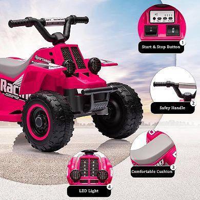 ATV for Kids, 6V Battery Powered Toddler 4 Wheeler w/Music, Light, 1.5mph Max Speed