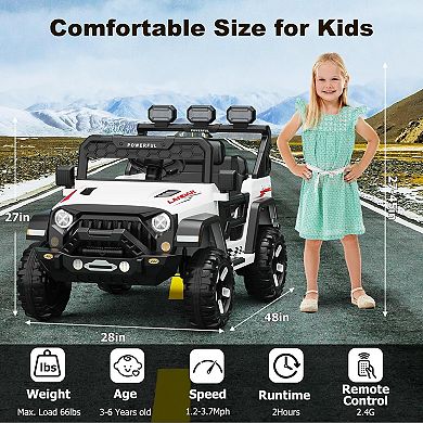 Ride on Car with 6 EVA Wheels&4WD, 12V Battery Powered Electric Car for Kids