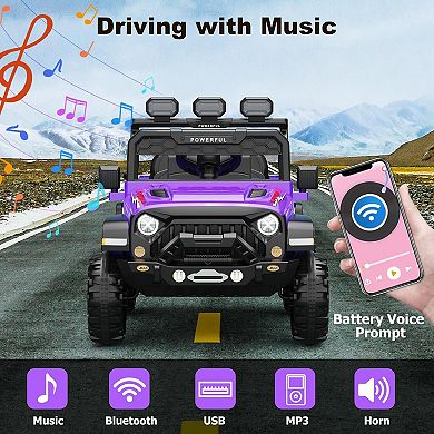 Ride on Car with 6 EVA Wheels&4WD, 12V Battery Powered Electric Car for Kids