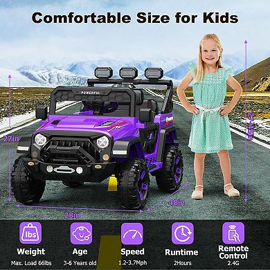 Ride on Car with 6 EVA Wheels&4WD, 12V Battery Powered Electric Car for Kids