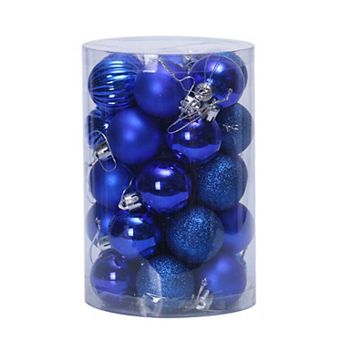 34 ct Shatterproof Christmas Ball Ornament Set, 4cm Mini Size Xmas Tree Hanging Ornaments, Blue