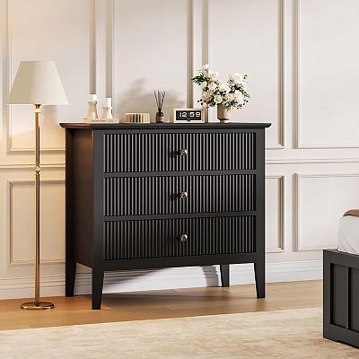 blue dress for baby girl Baxton Studio Primrose Mid-Century Black Fluted Wood 6-Drawer Dresser main image 0