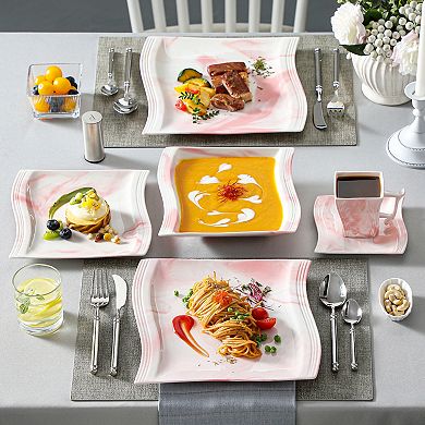 30-piece Porcelain Dinnerware Set for 6, Dinner, Dessert, Soup Plate, Coffee Cup, Saucer