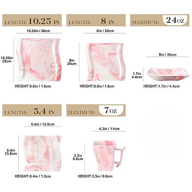 30-piece Porcelain Dinnerware Set for 6, Dinner, Dessert, Soup Plate, Coffee Cup, Saucer