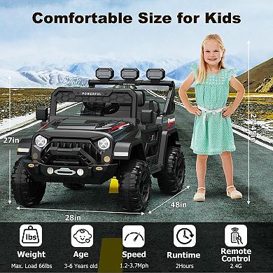 Ride on Car with 6 EVA Wheels&4WD, 12V Battery Powered Electric Car for Kids