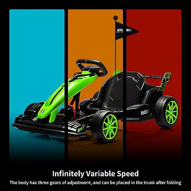 24V Go Kart for Kids, Electric Drift Kart Car with Adjustable Seat, Outdoor Ride On Toy