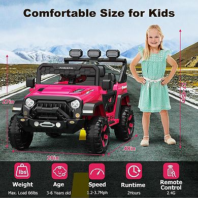 Ride on Car with 6 EVA Wheels&4WD, 12V Battery Powered Electric Car for Kids