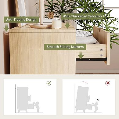 Garvee 3 Drawer Dresser, 32 Inch Tall Mid Century Modern Dresser Drawers