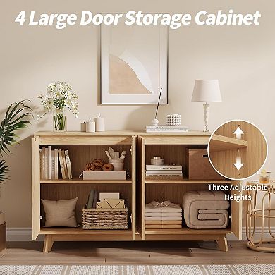 Garvee Sideboard Buffet Cabinet with Storage, Fluted Accent Credenza, for Living Room, Dining Room